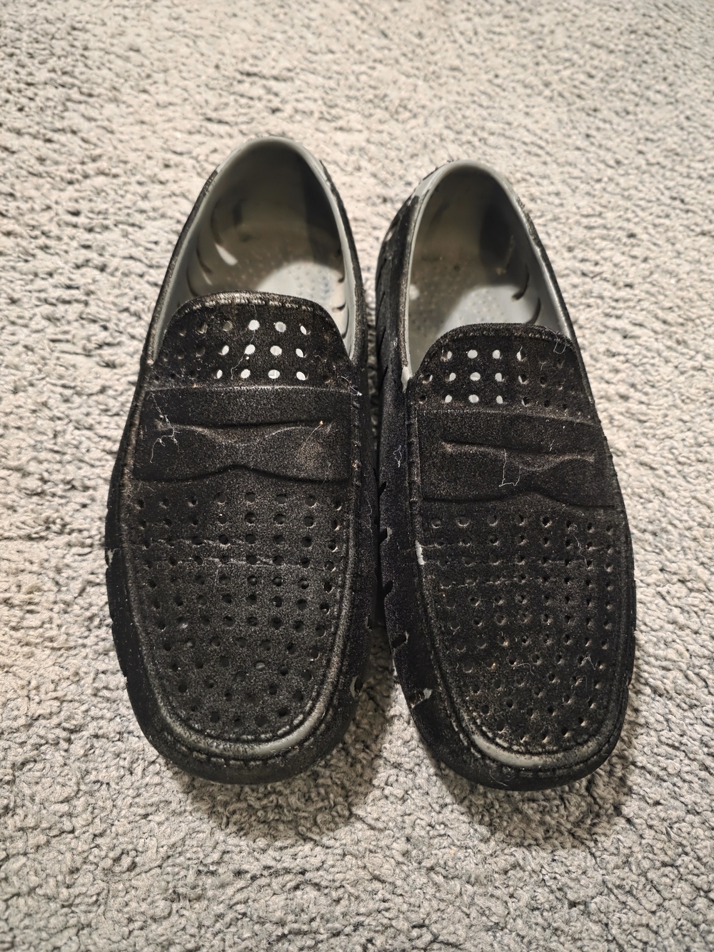 Men's Black Suede Perforated Slip-On Loafers